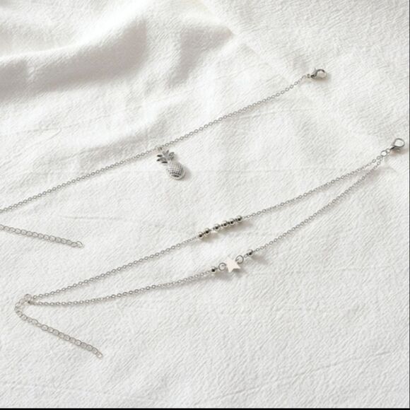 New PINEAPPLE STAR & SILVER BEAD anklet set - Picture 5 of 12